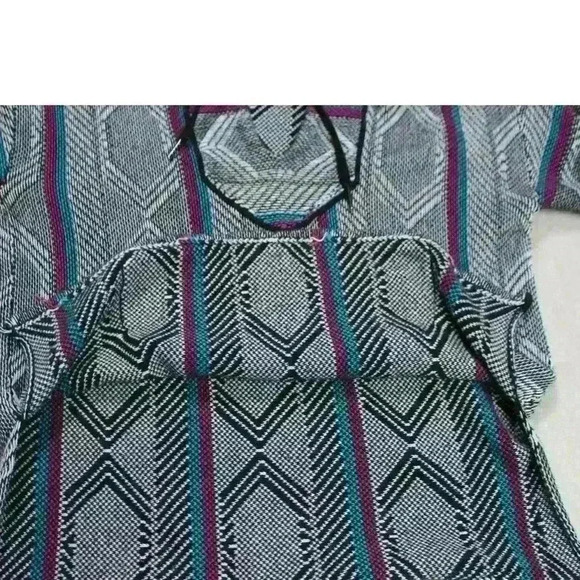 MEXICAN PONCHO Super Soft Hooded Beach Surfer Relaxed Fit Women Small - Picture 8 of 9